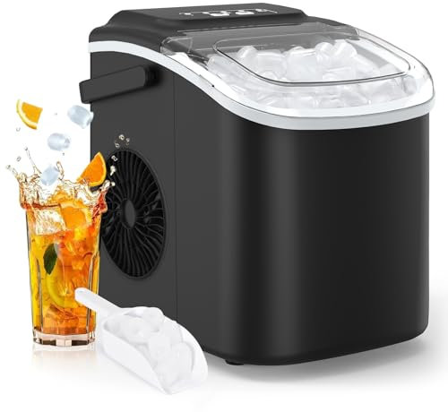 Macchina Ghiaccio PALINTH, 12kg/24h, Macchina Per il Ghiaccio Da Casa Autopulente, Pronto in 6-12 Minuti, con Maniglia/Paletta/Cestello