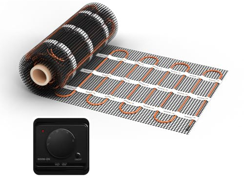 Elektrische Fußbodenheizung: Zweiader-Heizmatte WARMON CLASSIC 150 W/m² mit Thermostat AC3082H analog, schwarz, Mattengröße:2 m²