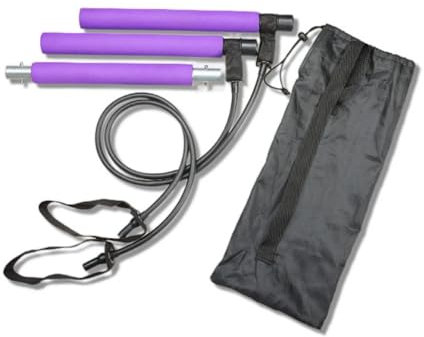 INLANDSIS 3-teilige Pilates-Stange Fitness-Stange Multifunktionelles Fitnessband für Zuhause Verstellbare Yoga-Stange Pilates-Band mit Stange – Ideal für Yoga, Dehnübungen, Körperstraffung, Kniebeug