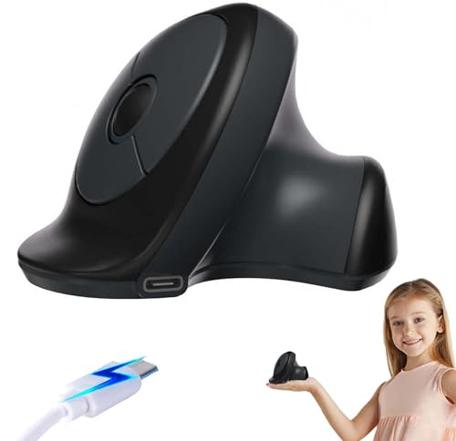 Souris Sans Fil,Ergonomique Verticale Légère Portable Silencieuse Rechargeable Double Mode Optique Bluetooth souris de Voyage pour Ordinateur,Tablette,Windows,Mac OS,Adaptée aux Petites Mains (Noir)