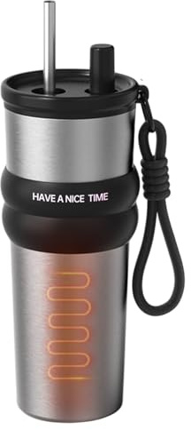 Tasse Isotherme pour Voiture | Mug Café Isolé 71cl avec Bec Verseur et Paille | Grande Capacité Bouteille À Boisson Tasse Automobile Pour Camping Pêche Voyage Pique-nique Trajet Quotidien Et Road