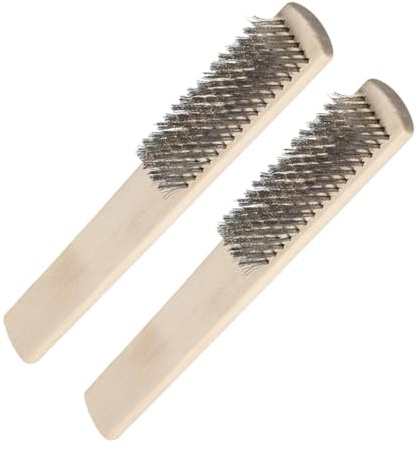 Gogogmee 2 Pièces Brosse Métallique à Manche pour Nettoyage Brosse Récurer Acier Inoxydable Poignée Confortable Haute Résistance pour Zones Difficiles Usage