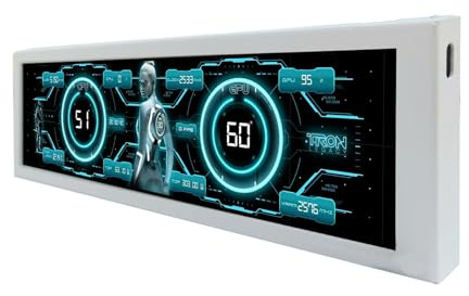 VSDISPLAY Funda de PC de 8.8 pulgadas 1920 x 480 con pantalla interna con editor de temas, color blanco | Para monitorear la velocidad de la computadora, temperatura, CPU, datos RAM