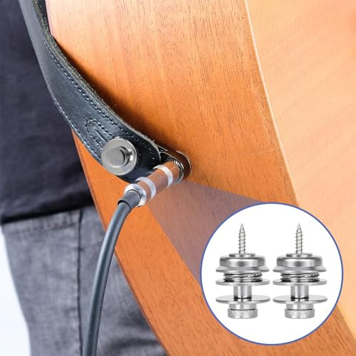 Luxvara 2 Stück Gitarrengurt Knöpfe, Gurtschlösser für Gitarre, Flachkopf Gitarren Strap Locks, Gitarrengurt Schlösser Knöpfe, Security Locks Gitarre für Akustik Klassische E-Gitarre Bass (Schwarz)