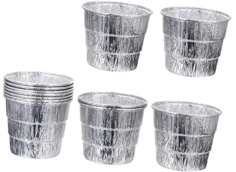 Abaodam 12 Piezas Revestimiento Desechable de Aluminio para Cubeta de Grasa Barbacoa Resistente Altas Temperaturas Fácil de Usar y Adaptar para Parrillas y Cubetas de Grasa de Barbacoa