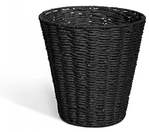 Vencier Round Waste Paper Basket Bin - Rubbish Bin for Bedroom, Bathroom, Offices or Home (Black)