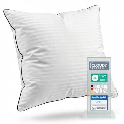 Blumtal Premium Kopfkissen 80x80 cm - Ultra anpassbare Nanofaser-Füllung - Kissen 80x80 mit Paspelierung & Reißverschluss - Oeko-Tex zert. Kopfkissen Seitenschläfer & Rückenschläfer - 95° waschbar