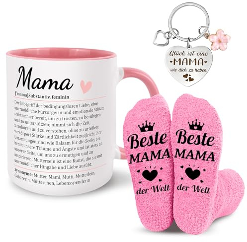 Bingtoo Geschenke für Mama Papa Opa Oma | Lustiger Tasse, Socken und Schlüsselanhänger für Geburtstag, Muttertag, Vatertag, Weihnachten
