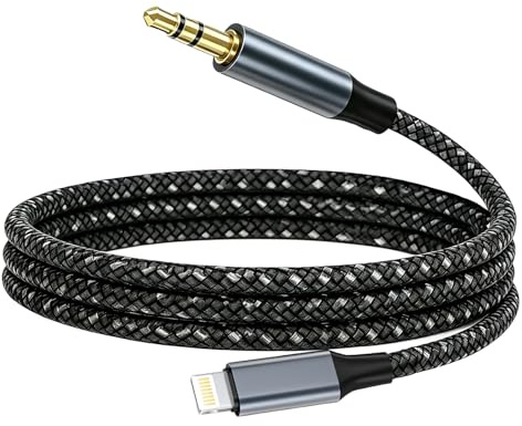 Aux-kabel iPhone 1M, Lightning till Jack 3,5 mm [Apple MFi-certifierad] Lightning-jackadapter för bilstereo/hörlurar/högtalare, Lightning-jackadapter för hörlurar för iPhone 14 Pro Max 13 12 11 XS X 8