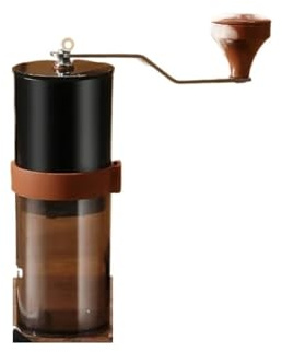 Macinino da caffè manuale con macinacaffè regolabile e macinatura a spazzola(Black)