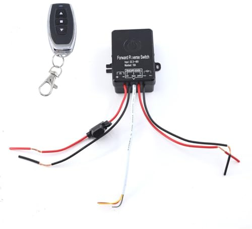 Glewi DC Motor Forward Reverse Switch 5-48V 10A Wireless Remote Control with Momentary/Self-Lock Modes for Linear Actuators Winches Garage Doors(A)