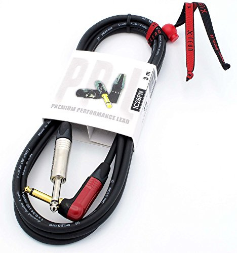 X-LEAD IC26PN030BK Série PLATINUM, câble professionnels de haute qualité pour guitare/basse/claviers - Jack/Jack 90° - connecteurs d'origine NEUTRIK - (3 mètres, noir) - MADE IN ITALY By INCO