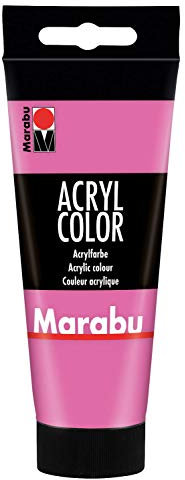 Marabu 12010050033 - Acryl Color pink 100 ml, cremige Acrylfarbe auf Wasserbasis, schnell trocknend, lichtecht, wasserfest, zum Auftragen mit Pinsel und Schwamm auf Leinwand, Papier und Holz