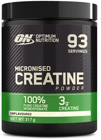 Optimum Nutrition mikronisiertes Kreatin-Pulver, 100% reines Kreatin-Monohydrat-Pulver, ohne Geschmack, 93 Portionen, 317 g