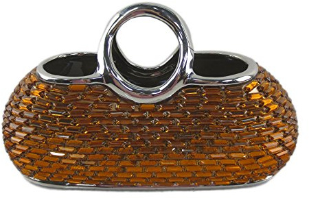 Decorative Ceramic & Glass Purse Floral Vases, 12.5 x 5.5 x 7.5(H) DMCV010