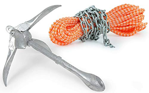 wellenshop Klapp-Anker Schirmanker 0,7 kg / 1,5 kg / 2,5 kg / 3,2 kg / 4 kg / 6 kg + Ankerleine Kettenvorlauf 30 m Ø 8 mm Stahl