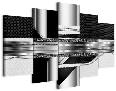 B&D XXL - Leinwandbild Abstrakt 200x100, 200x100 cm, 5-teilig, Schlafzimmer | Hochwertige Leinwand, sofort aufhängbar, ideal fürs Wohn- oder Schlafzimmer, wasserfest und lichtecht, langlebig, stilvoll