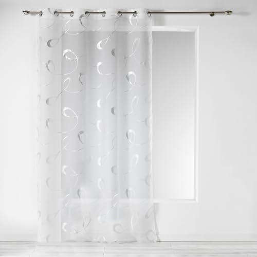 Douceur d'Intérieur Infinité Ösenvorhang, Schal, silberfarben, Bedruckt, Polyester, 240 x 140 cm, Keramik, weiß, 140 x 240 cm