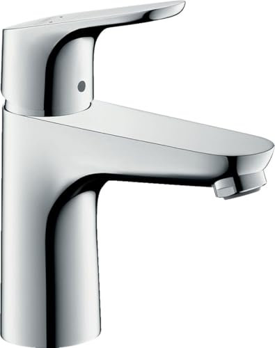 hansgrohe Focus - Waschtischarmatur mit Zugstangen-Ablauf, Wasserhahn Bad mit Auslauf Höhe 94 mm, Mischbatterie Waschbecken wassersparend (EcoSmart), Chrom, 31607000
