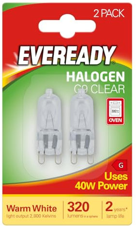 Eveready 40W 240V Halogen G9 Capsule Clear, white 2pk - S819