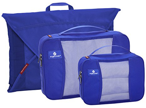 Eagle Creek zum Falten von Kleidung Pack-it Starter-Set – 3-teiliges-Set (mittelgroßer Kleiderfalter, mittelgroßer Würfel/Kleiner Würfel), Blue Sea (Blau) - EC-41193137