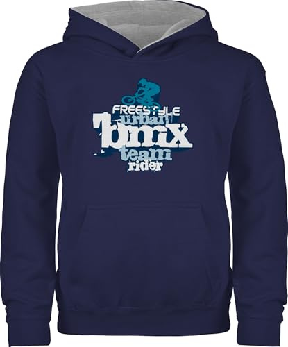 Shirtracer Pullover Kinder Hoodie Jungen Mädchen - Radsport - BMX - 152 (12/13 Jahre) - Navy Blau/Grau meliert - Fahrrad Kleidung Frau Rad Schrift Kapuzenpulli rennrad Hoody radel Hoodies Radfahren