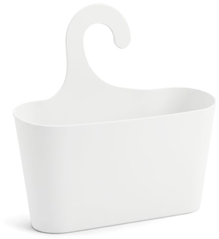 universal Duschkorb mit Haken zum Einhängen Duschregal Badregal Bad Utensilo Utensilo für Bad/Küche/Werkstatt, Hängeregal Hängekorb Kunststoff weiß
