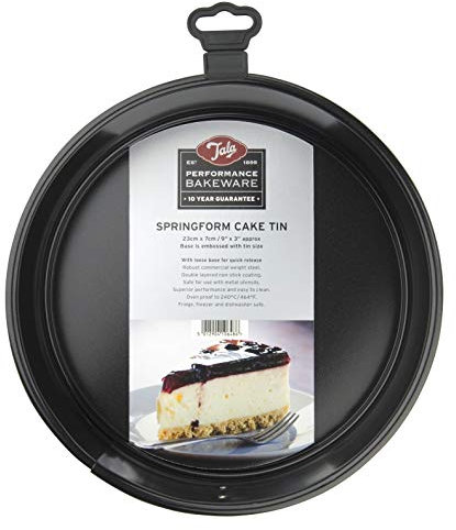 Tala Performance, 23 cm Springform Round Cake Tin, Professional Gauge Carbon Steel with Eclipse Non-Stick Coating, Loose Base, Easy Release Cake Pan; Ideal for Cakes, pies and cheesecakes, Black