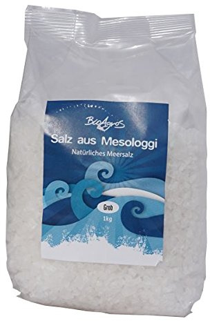 Sel de mer grossier 1 kg de Mesologgi Grèce – Naturel – Pur – Sel de mer grecque gros grain pour moulins à sel