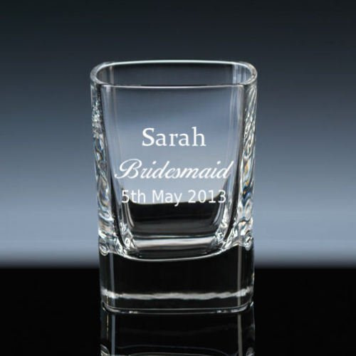 County Engraving Personalised 2oz Square Crystal Shot Glass Bridesmaid with Gift Box - Enter Your Own Custom Text