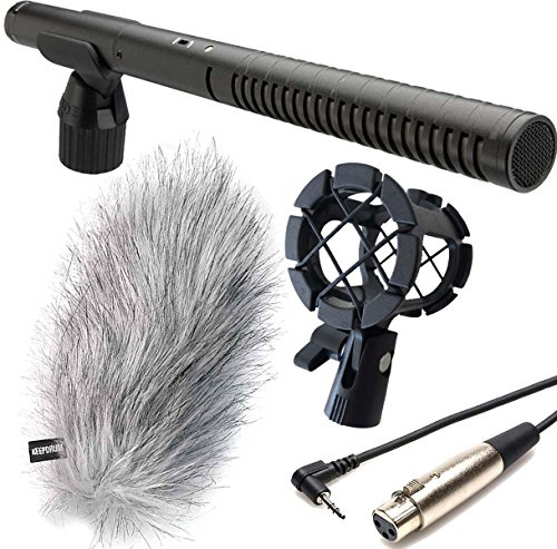 Rode NTG-2 Richtmikrofon + keepdrum PCMH1 Spinne + MC-025XJ TRS/XLR Kamera-Kabel + Fell-Windschutz WSWH
