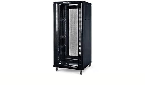 Mach Power Armadio Rack 22U 600x600x1100mm con 2 Ventole, 4 Ruote, 4 Montanti, Laterali Removibili, Vetro Temperato, Nero per Server e Data Center (AR-2266FB) (22 unità / 600 profondità)