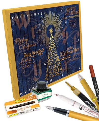 ONLINE Kalligrafie Adventskalender 2025 I Kreativ-Adventskalender Kalligraphie für Erwachsene mit 29 hochwertigen Produkten I Tolle Kalligrafie-Überraschungen inkl. Tipps, Anleitung & Video-Tutorials