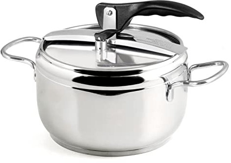 INOXPRAN - Pentola a Pressione, Acciaio Inox, Capienza 5 L, Triplo Fonto Adatto a Tutti i Piani di Cottura compreso l'Induzione, Cucina Rapida e Risparmio d'Energia, Lavabile in Lavastoviglie
