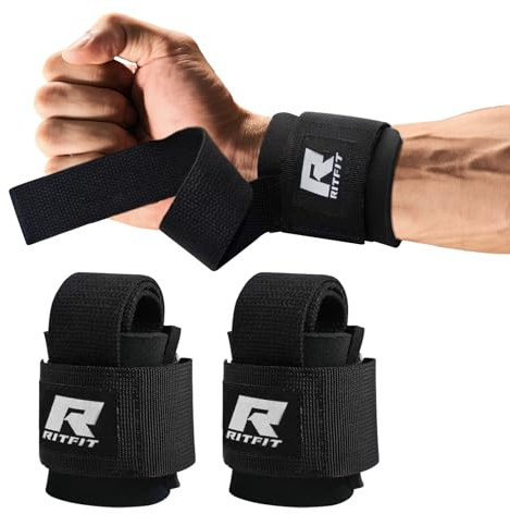 RitFit Lifting Straps + Wrist Protector For Weightlifting, CrossFit, Bodybuilding, MMA, Powerlifting, Strength Training - With Neoprene Padding ~ Men & Women - One Size Fits All