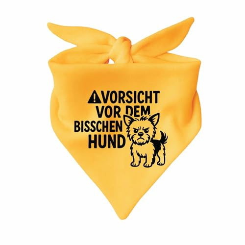 Hunde Dreiecks Halstuch (Fb: gelb) (Gr. 1 (55 cm)) Vorsicht vor dem bisschen Hund