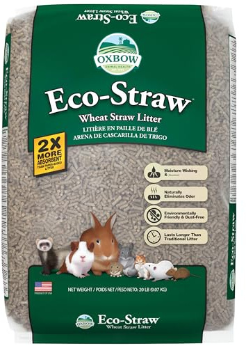Oxbow Eco Straw Wheat Straw Litter for Small Animals, Low Dust, Rabbit, Guinea Pig, Ferret, & Cat Litter, Oxbow, Moisture Wicking Pellets for Guinea Pig, Made in USA, 20 lb. Bag