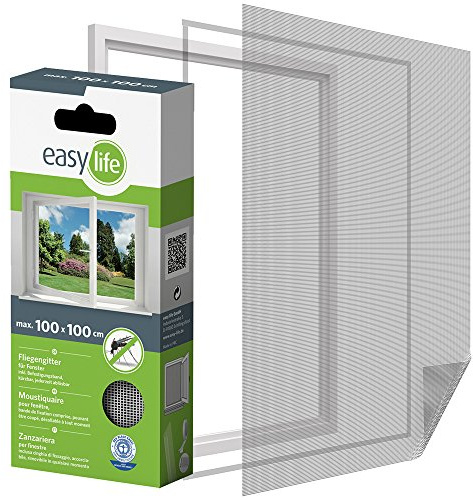 easy life Insektenschutzgitter für Fenster inkl. Klettband 100 x 100 cm weiss