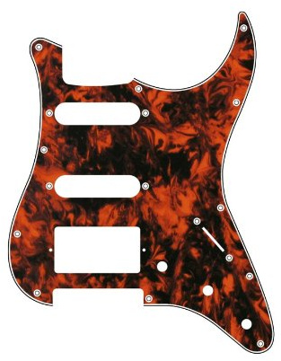Pickguard E-Gitarre I Standart 11-Loch 3-lagig Marble/Marmor Orange HSS