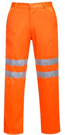 Portwest RT45 Hi-Vis Polycotton Service Trousers Stain Resistant Reflective | Orange, X Large, EN ISO 20471 Class 2, RIS 3279-TOM, UPF 40+, Regular Fit, Bartacked at All Stress Points, 3 Pockets, Rail