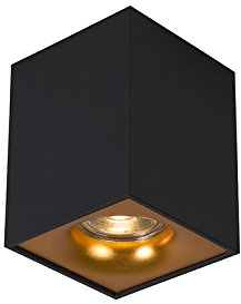 QAZQA - Modern Moderner AufbauSpot I Spotlight I Deckenspot I Deckenstrahler I Strahler I Lampe I Leuchte mit Gold I Messing - Quba delux I Wohnzimmer I Schlafzimmer - Stahl Würfel - LED geeignet GU10