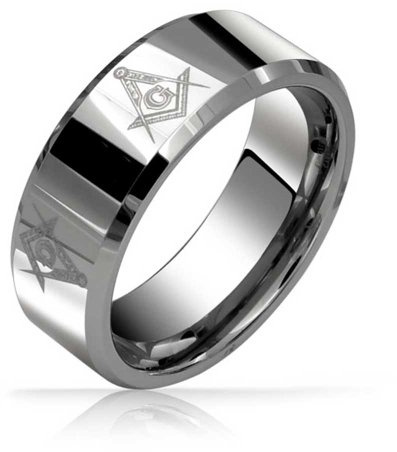 Bling Jewelry Geheimgesellschaft Quadratkompass Schwarzer Oval Herren Siegel Freimaurer Freimaurerring für Männer Silberton Edelstahl