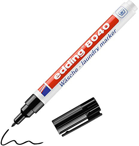 edding 8040 tvättålig textilmarker – svart – 1 penna – runt spets 1 mm – textilmarker för att märka kläder, tål att tvättas i upp till 95 °C – tvättålig penna