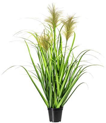 kunstpflanzen-discount.com Schilfgras künstlich mit 3 Binsen Blüten 90cm im Topf - Kunstgras Chinaschilf Ziergras blühend