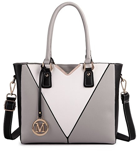 Miss Lulu Handtasche Damen Mittelgroß, Taschen PU Leder, Handtaschen Groß V-förmiges Design Synthetic Ledertasche Mit Abnehmbarem Schultergurt für Büro Schule Einkauf Reise Geschenk