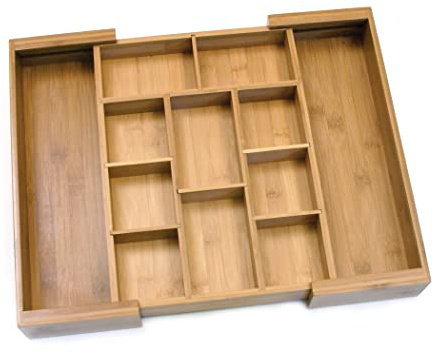 Lipper International 8882 Bamboo Wood Expandable to 18-3/4 Flatware Drawer Organizer with Removable Dividers