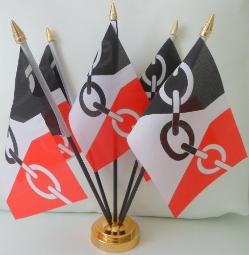 Black Country 5 Flag Desktop Table Display Centrepiece With Gold Base