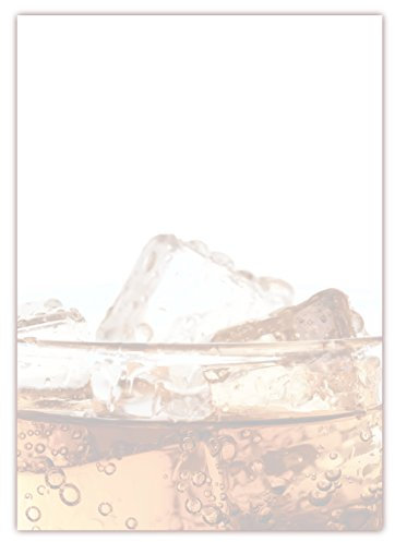Motiv Briefpapier (Gastro-5040, DIN A4, 25 Blatt). Einseitig bedrucktes Briefpapier, sehr gut beschreibbar, Motivpapier für alle Drucker/Kopierer geeignet Motiv Getränk im Glas mit Eiswürfel Cola Limo