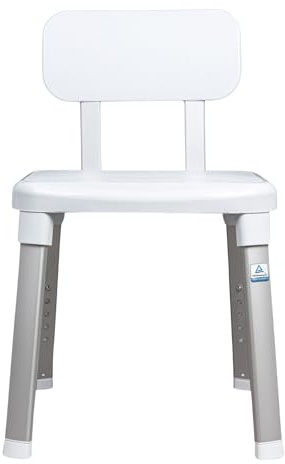 Weinberger Duschhocker höhenverstellbar 43-53 cm mit Rückenlehne | Belastbar bis 150 kg | 3,4 kg leicht, rutschfest & modern | Duschstuhl für Senioren für mehr Sicherheit im Bad in weiß