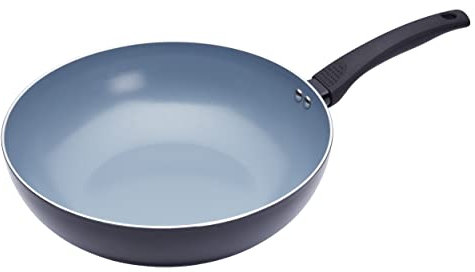 MasterClass Induction-Safe Ceramic Eco Wok with PTFE, PFOA and BPA Free Non Stick, 29.5 cm (11.5), Grey